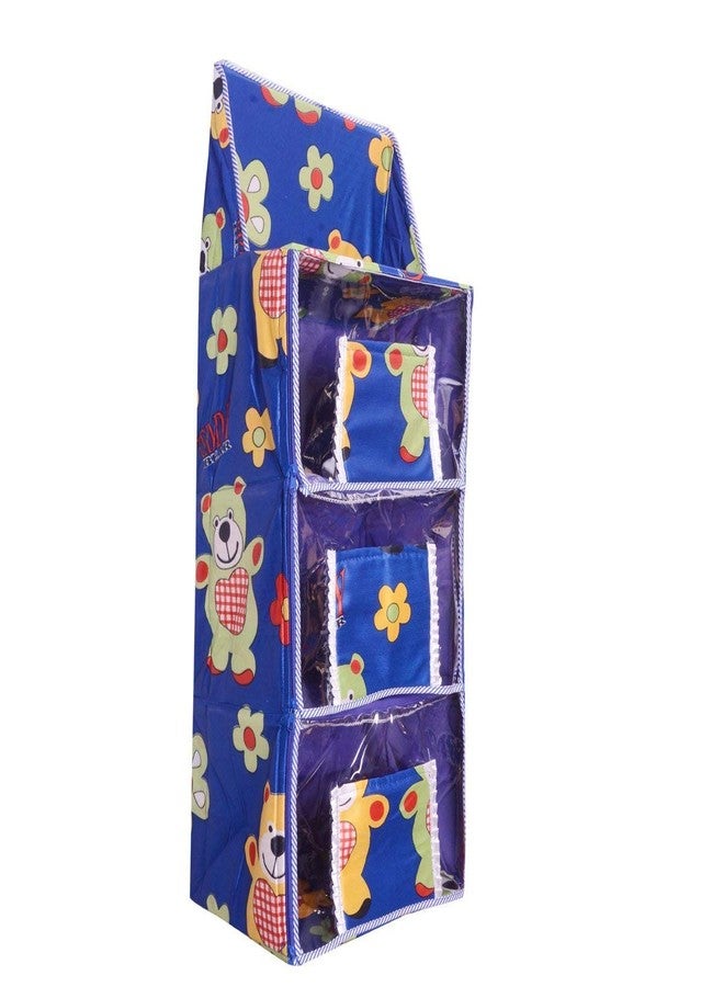 Unique Ideas Kids/Children Foldable 3 Shelf Hanging Wardrobe Design & Print May Vary.(Blue),1 Count - Image 1